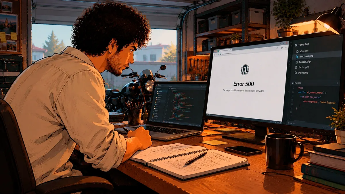 WordPin investigando un error 500 en WordPress provocado por una modificación en el archivo functions.php