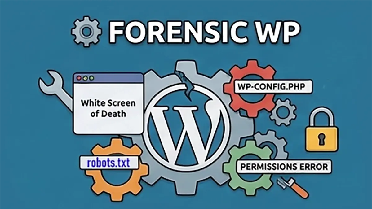 Forensic WP mostrando errores de WordPress, permisos y configuración de wp-config.php