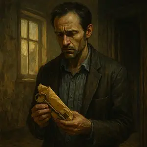 Elías recibiendo la herencia, una llave y una nota