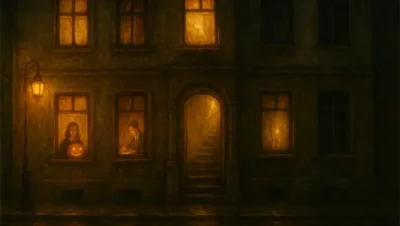 Edificio iluminado donde viven los del fondo