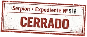 Sello del expediente 015 de Serpion cerrado