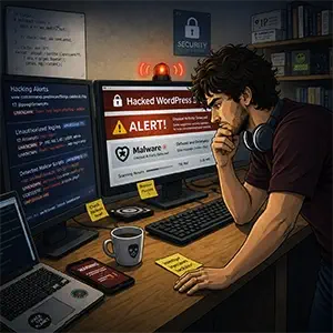 WordPin analizando la seguridad en WordPress hackeado detectando malware y accesos no autorizados en el sistema