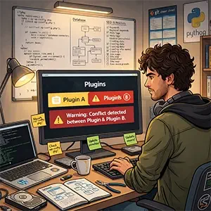 Plugins, temas y Conflictos en WordPress analizados por WordPin desde su entorno de trabajo detectando incompatibilidades entre plugins y temas
